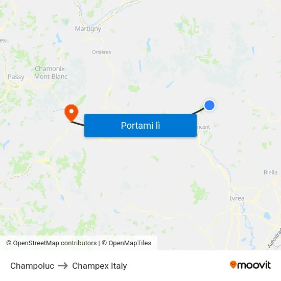 Champoluc / Chiesa to Champex Italy map