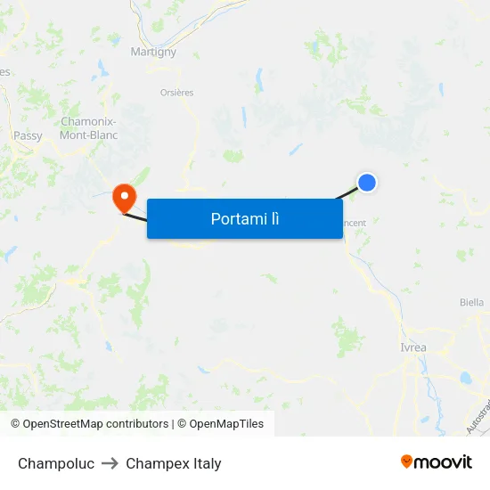 Champoluc / Impianto to Champex Italy map