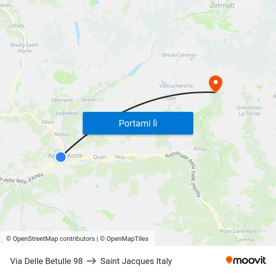 Via Delle Betulle 98 to Saint Jacques Italy map