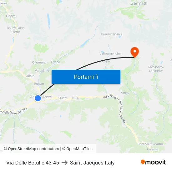 Via Delle Betulle 43-45 to Saint Jacques Italy map