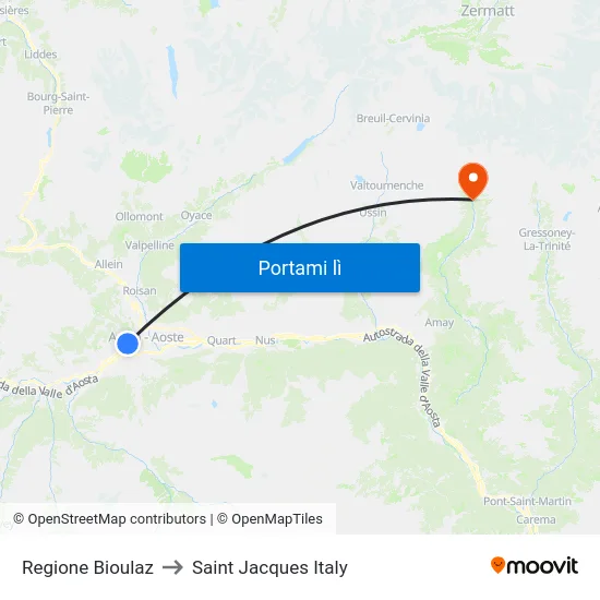 Regione Bioulaz to Saint Jacques Italy map