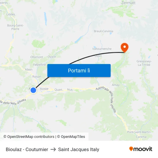 Bioulaz - Coutumier to Saint Jacques Italy map
