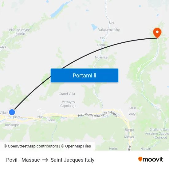 Povil - Massuc to Saint Jacques Italy map