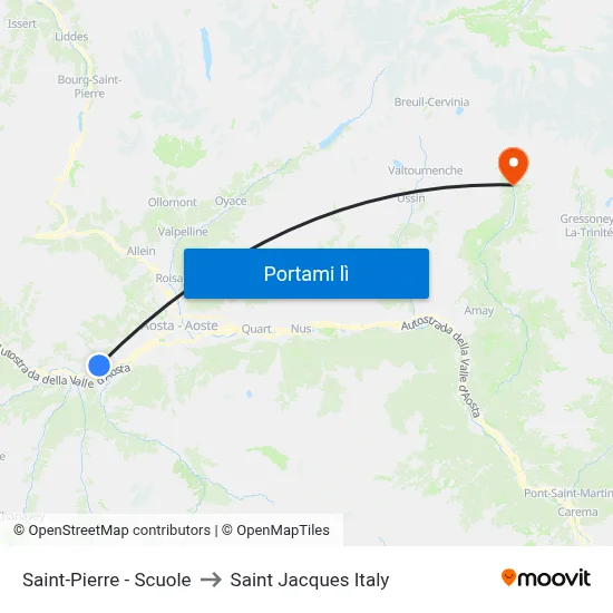Saint-Pierre - Scuole to Saint Jacques Italy map
