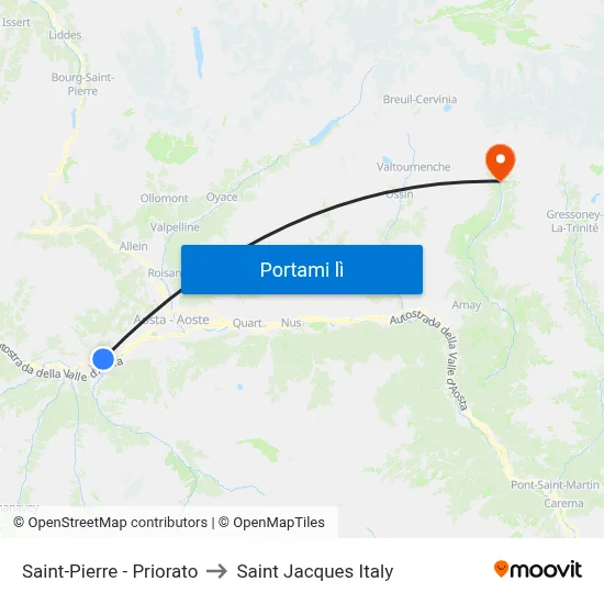 Saint-Pierre - Priorato to Saint Jacques Italy map