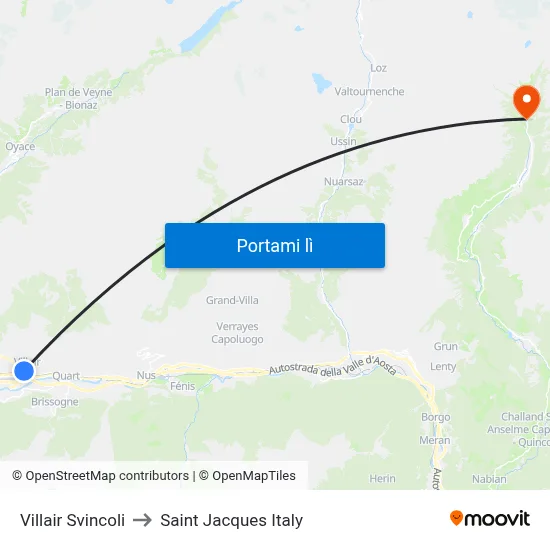 Villair Svincoli to Saint Jacques Italy map