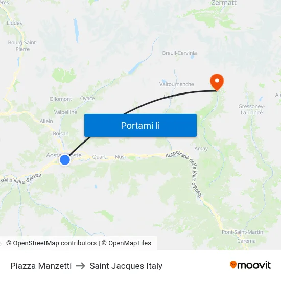 Piazza Manzetti to Saint Jacques Italy map