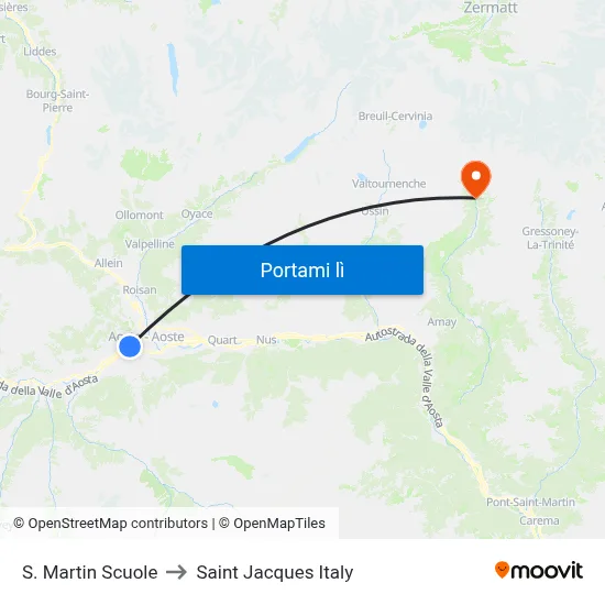 S. Martin Scuole to Saint Jacques Italy map