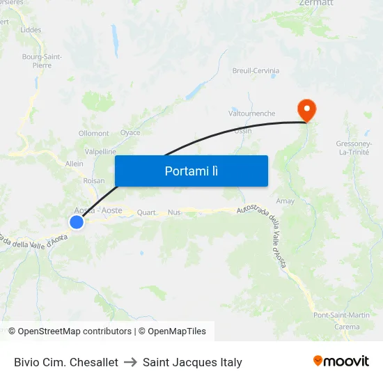 Bivio Cim. Chesallet to Saint Jacques Italy map