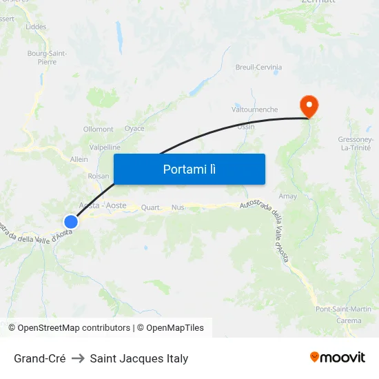 Grand-Cré to Saint Jacques Italy map