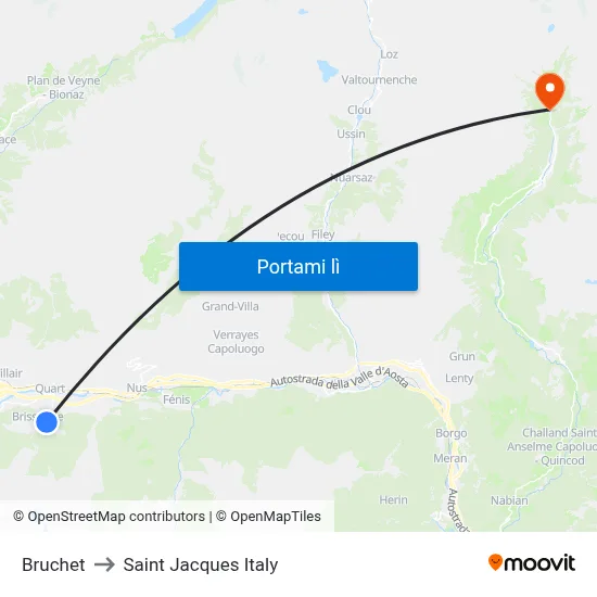 Bruchet to Saint Jacques Italy map