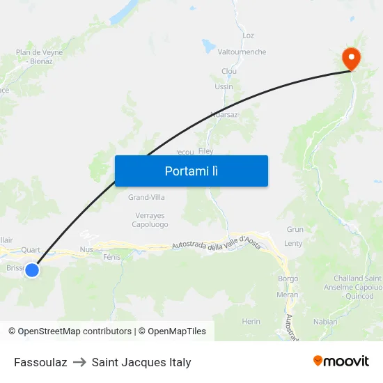 Fassoulaz to Saint Jacques Italy map