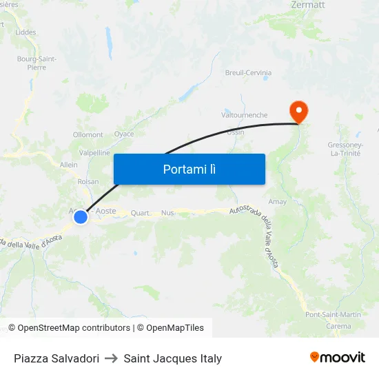 Piazza Salvadori to Saint Jacques Italy map