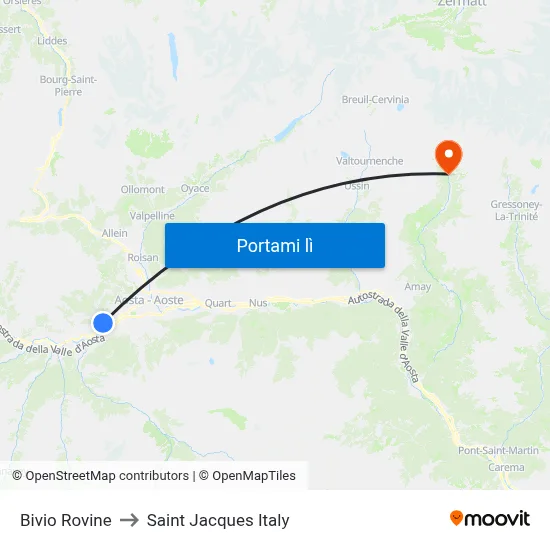 Bivio Rovine to Saint Jacques Italy map