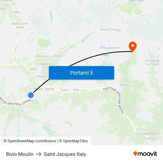 Bivio Moulin to Saint Jacques Italy map