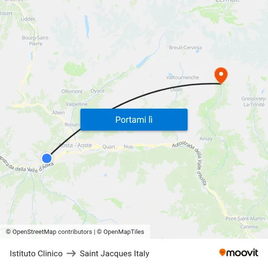 Istituto Clinico to Saint Jacques Italy map