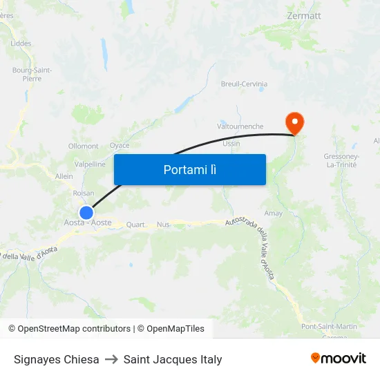 Signayes Chiesa to Saint Jacques Italy map