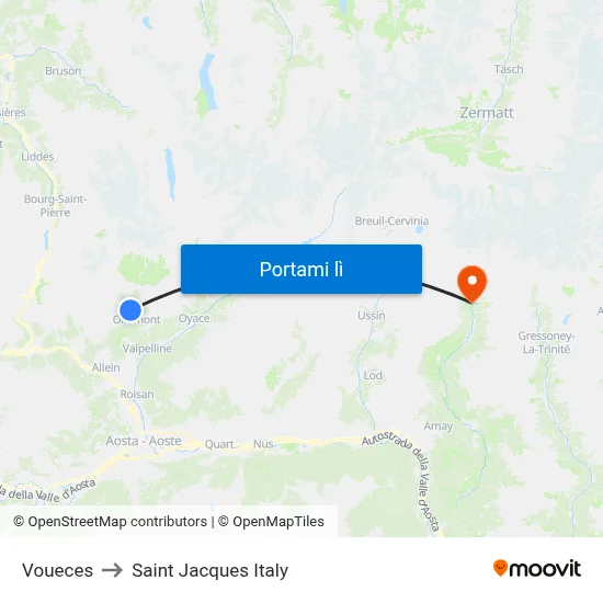 Voueces to Saint Jacques Italy map