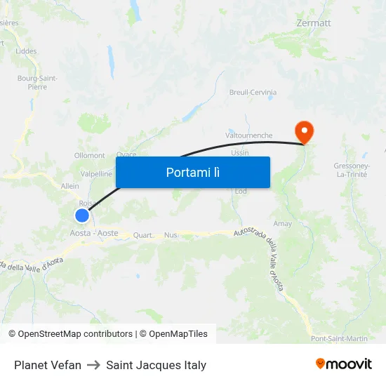 Planet Vefan to Saint Jacques Italy map