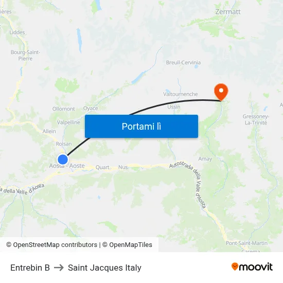 Entrebin B to Saint Jacques Italy map