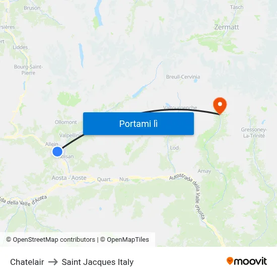 Chatelair to Saint Jacques Italy map