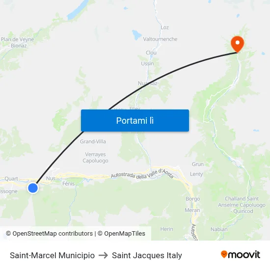 Saint-Marcel Municipio to Saint Jacques Italy map