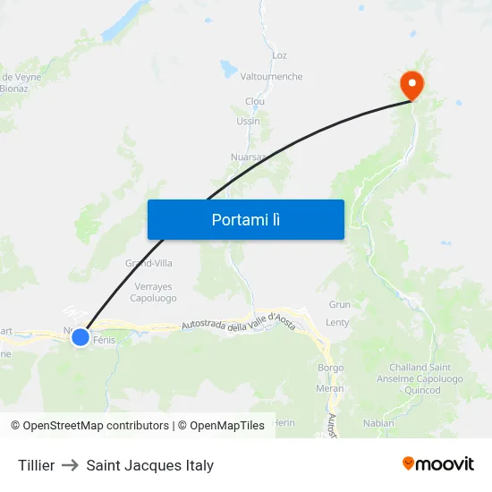 Tillier to Saint Jacques Italy map
