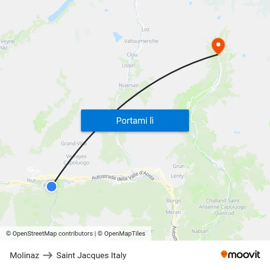 Molinaz to Saint Jacques Italy map