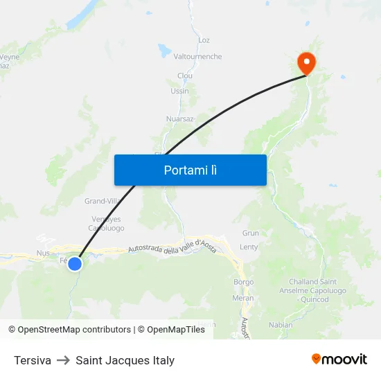 Tersiva to Saint Jacques Italy map