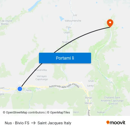 Nus - Bivio FS to Saint Jacques Italy map