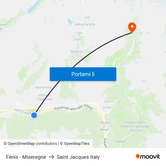 Fénis - Miseregne to Saint Jacques Italy map