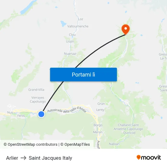 Arlier to Saint Jacques Italy map