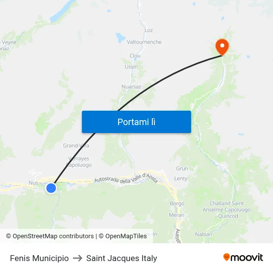 Fenis Municipio to Saint Jacques Italy map