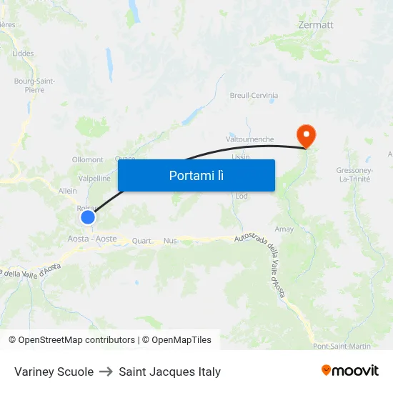 Variney Scuole to Saint Jacques Italy map