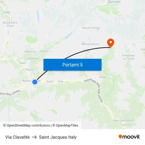 Via Clavalitè to Saint Jacques Italy map