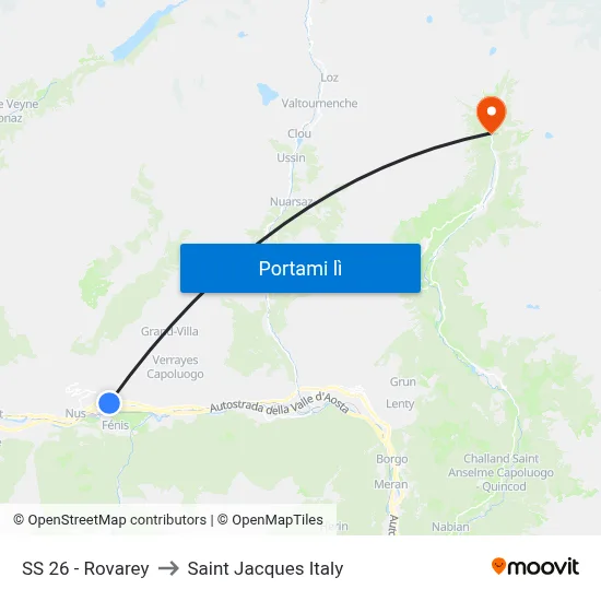 SS 26 - Rovarey to Saint Jacques Italy map