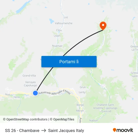 SS 26 - Chambave to Saint Jacques Italy map