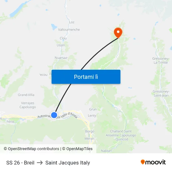 SS 26 - Breil to Saint Jacques Italy map