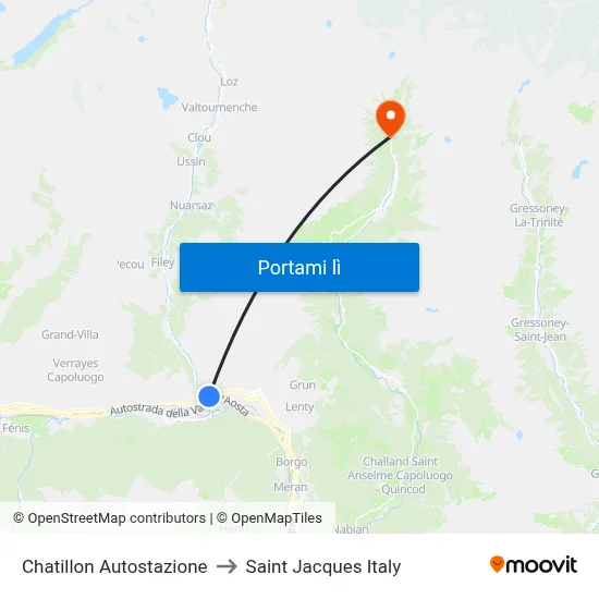 Chatillon Autostazione to Saint Jacques Italy map