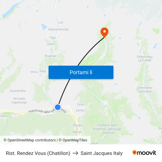 Rist. Rendez Vous (Chatillon) to Saint Jacques Italy map