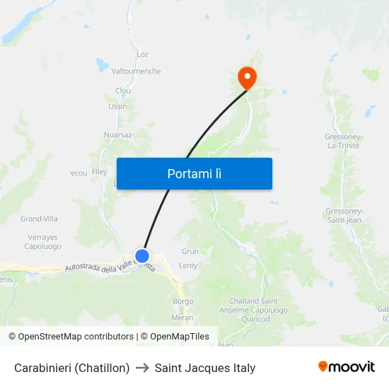Carabinieri (Chatillon) to Saint Jacques Italy map
