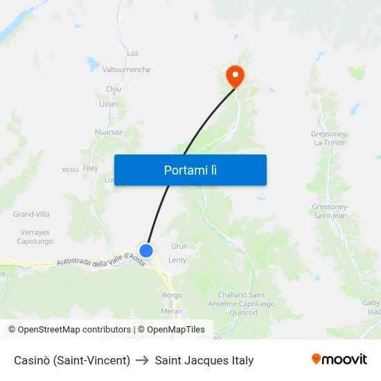 Casinò (Saint-Vincent) to Saint Jacques Italy map