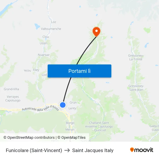 Funicolare (Saint-Vincent) to Saint Jacques Italy map
