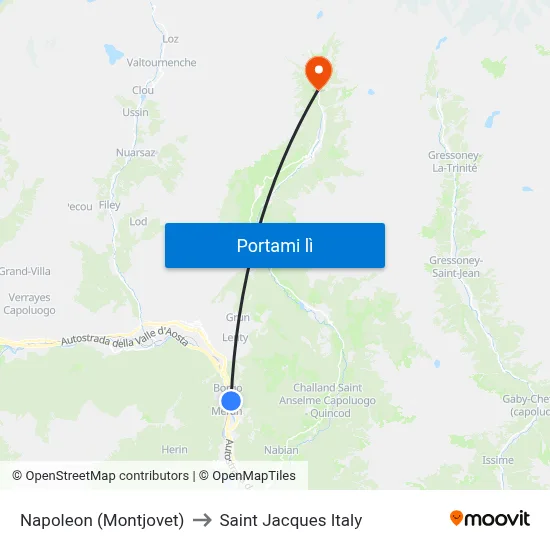 Napoleon (Montjovet) to Saint Jacques Italy map
