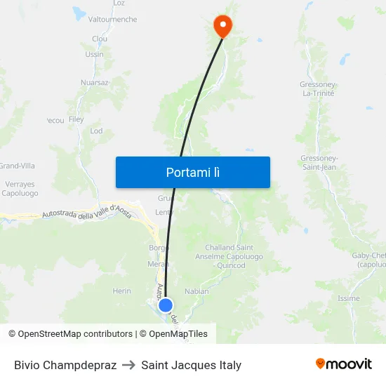 Bivio Champdepraz to Saint Jacques Italy map