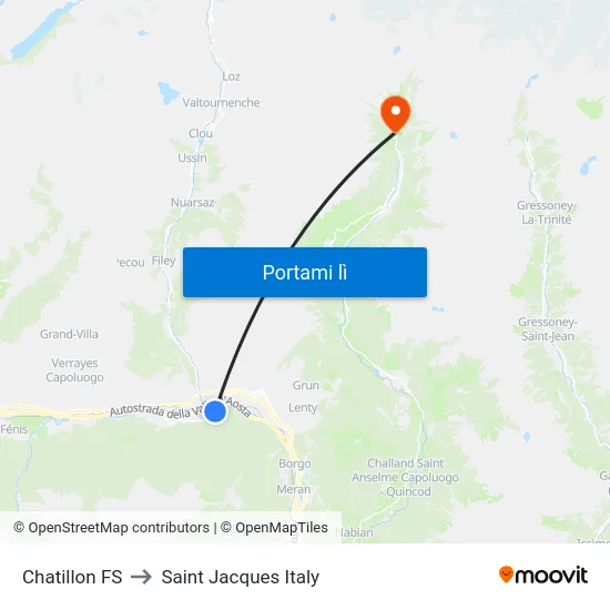 Chatillon FS to Saint Jacques Italy map