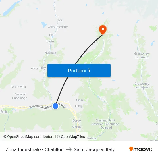 Zona Industriale - Chatillon to Saint Jacques Italy map