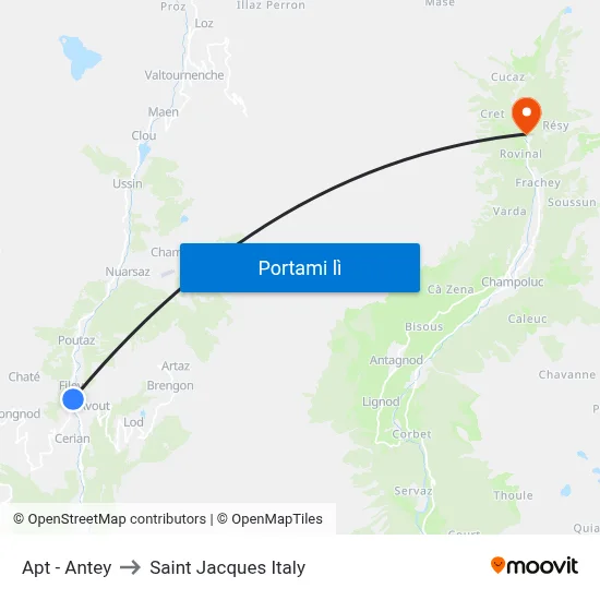Apt - Antey to Saint Jacques Italy map