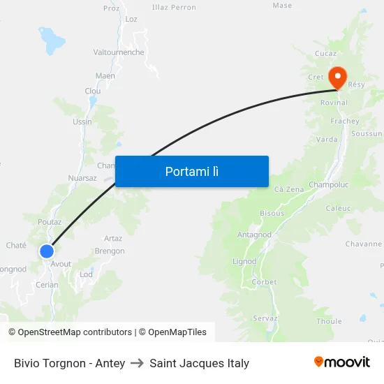Bivio Torgnon - Antey to Saint Jacques Italy map