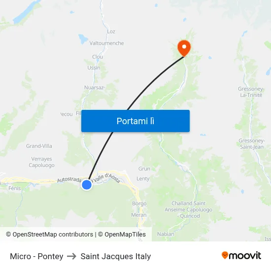 Micro - Pontey to Saint Jacques Italy map